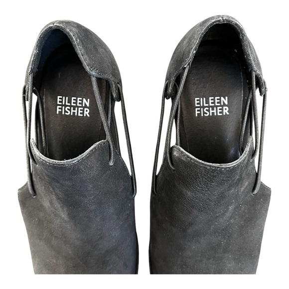 Eileen Fisher Alfie Black Suede Open Toe Slip On Sandal Block Heel Size 6 NWOT - Picture 7 of 8